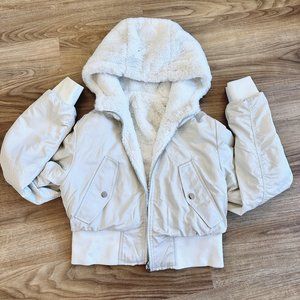 Topshop Reversible Cropped Faux Fur Jacket - White